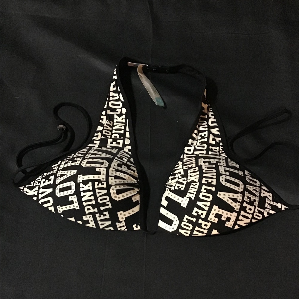PINK VICTORIAS SECRET GRAPHIC PADDED BIKINI TOP S